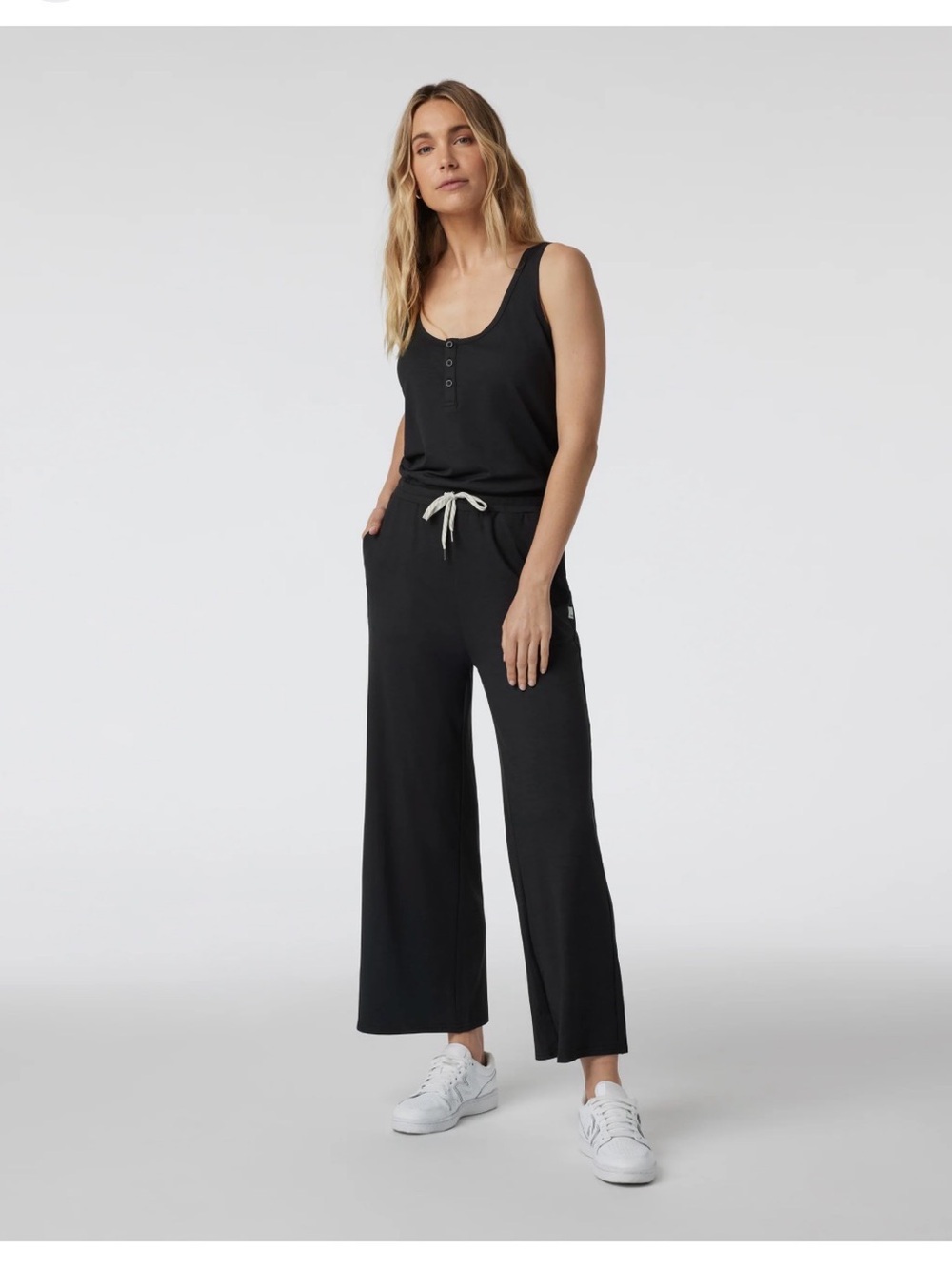 Vuori Black Sleeveless Jumpsuit with Drawstring - Picture 3 of 3